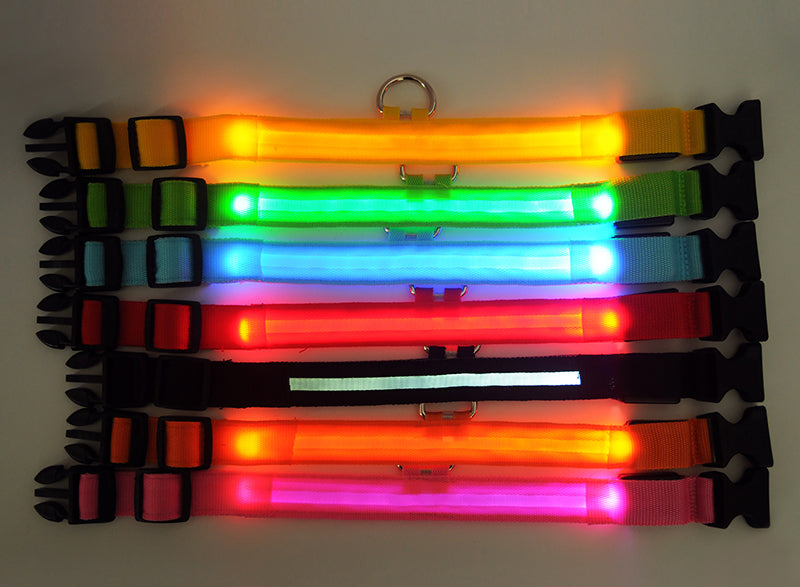 LED USB Rechargeable Light Up Dog Collar Luminous Stripe