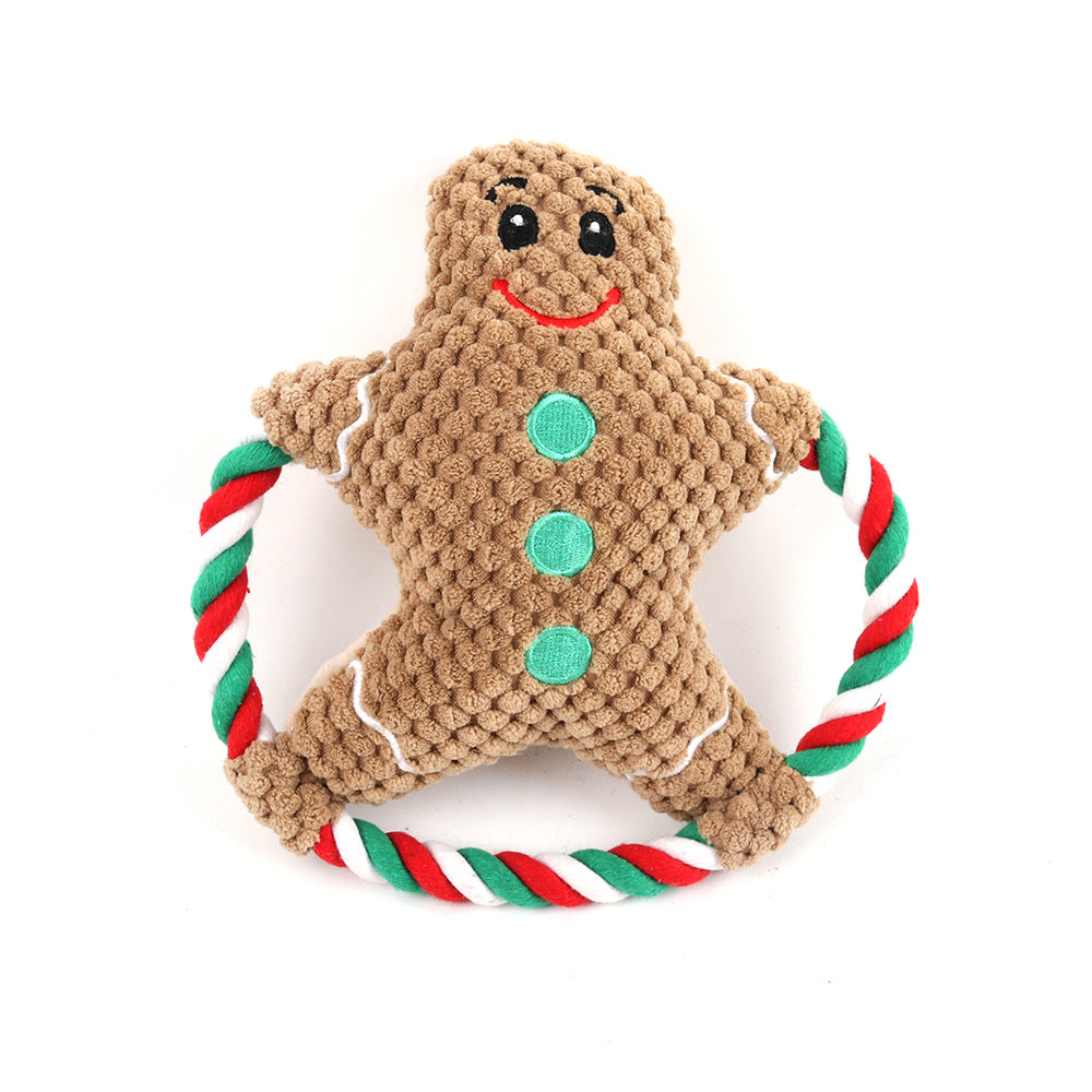 Christmas Dog Toy Squeaky Plush Santa,Gingerbread an, Penguin Uk Seller