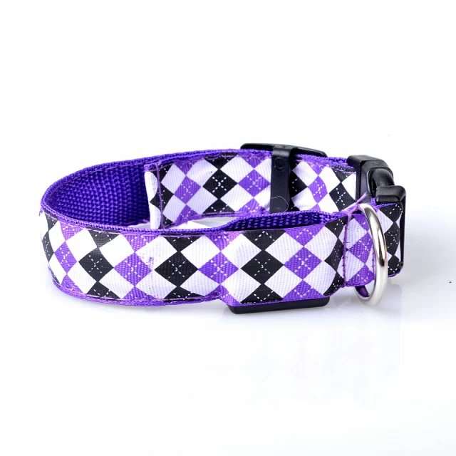 LED Light Up Dog Collar USB Rechargeable Rhombus Design