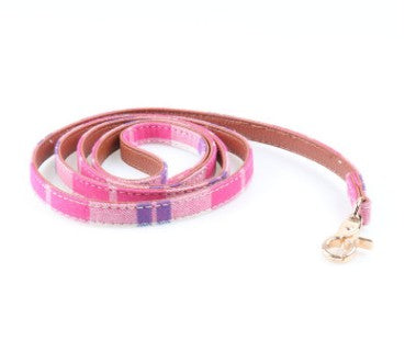 Durable Dog Lead made of Leather with Tartan Design Pet Decoration