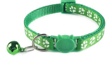 Anti Choke Paw Print Adjustable Kitten/Cat Collar With Bell