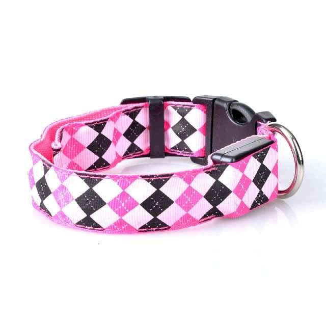 LED Light Up Dog Collar USB Rechargeable Rhombus Design