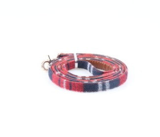 Durable Dog Lead made of Leather with Tartan Design Pet Decoration