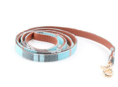 Durable Dog Lead made of Leather with Tartan Design Pet Decoration