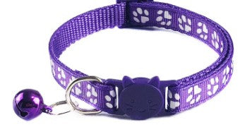 Anti Choke Paw Print Adjustable Kitten/Cat Collar With Bell