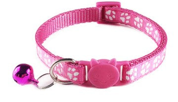 Anti Choke Paw Print Adjustable Kitten/Cat Collar With Bell