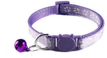 Anti Choke Paw Print Adjustable Kitten/Cat Collar With Bell