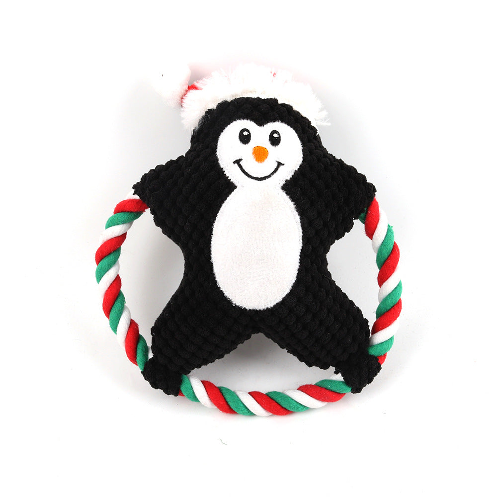 Christmas Dog Toy Squeaky Plush Santa,Gingerbread an, Penguin Uk Seller